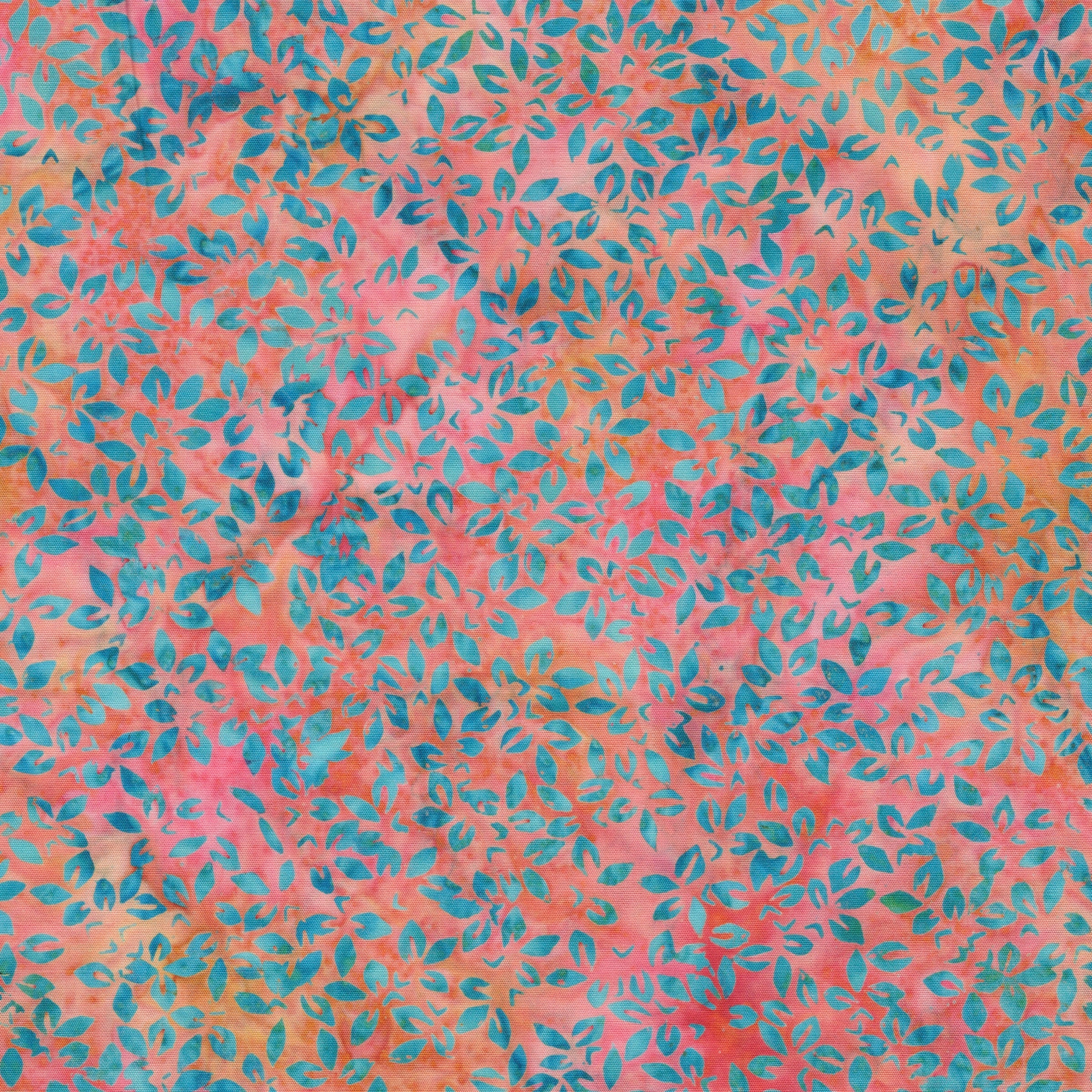 Fabric Lumin Multi Pink Orange Sunset Leaf Cluster Songbird Island Batiks by the Quarter Yard 112609810