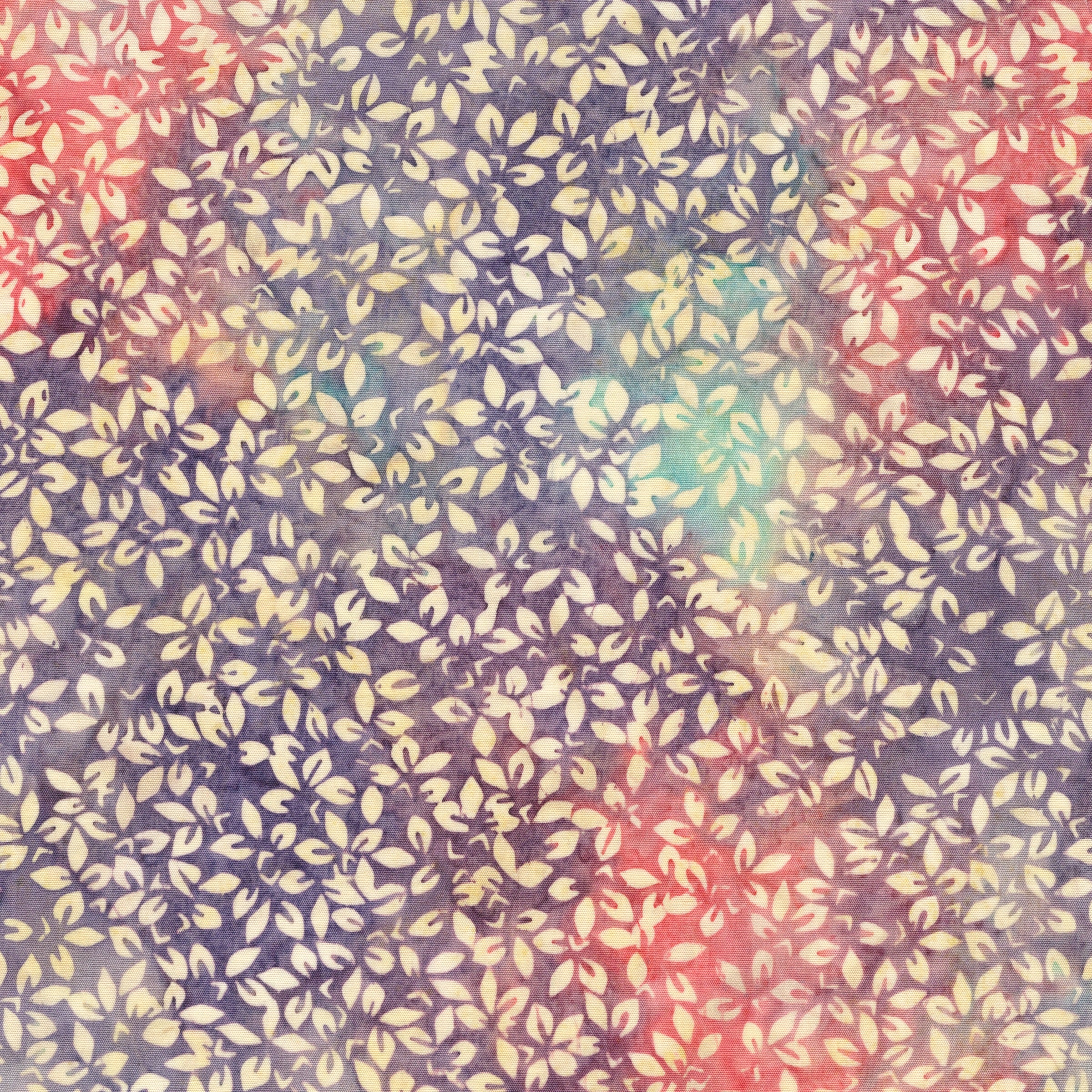 Fabric Lumin Multi Purple Pink Teal Leaf Cluster Songbird Island Batiks by the Quarter Yard 112609825