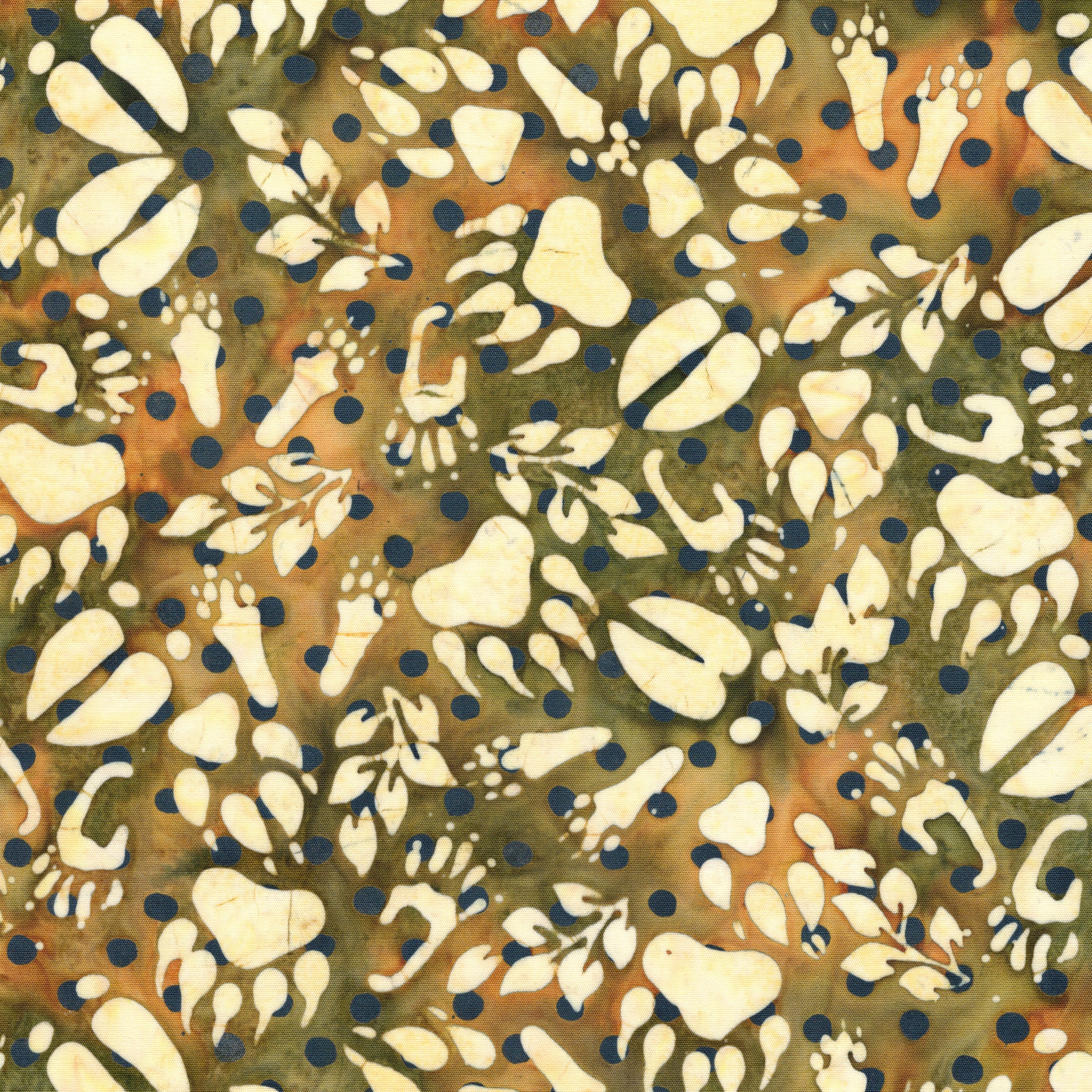 Fabric Lumin Multi Green Gold Footprints Fur and Forest Island Batiks by the Quarter Yard 112613811