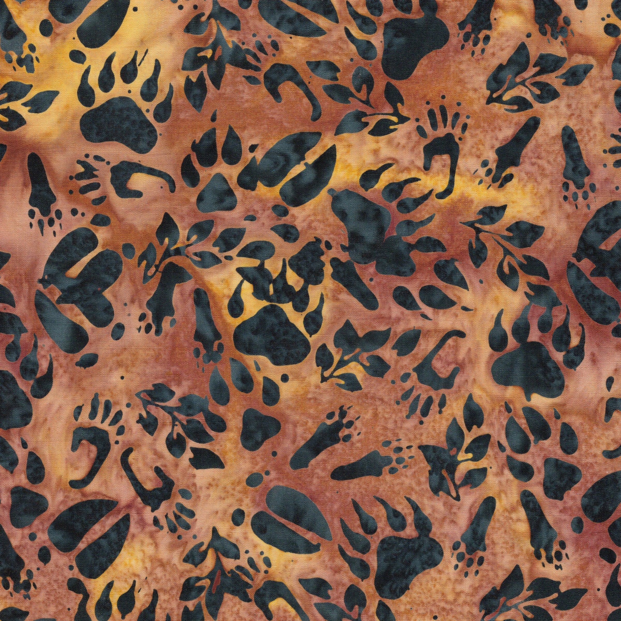 Fabric Lumin Multi Gold Magenta Footprints Fur and Forest Island Batiks by the Quarter Yard 112613822