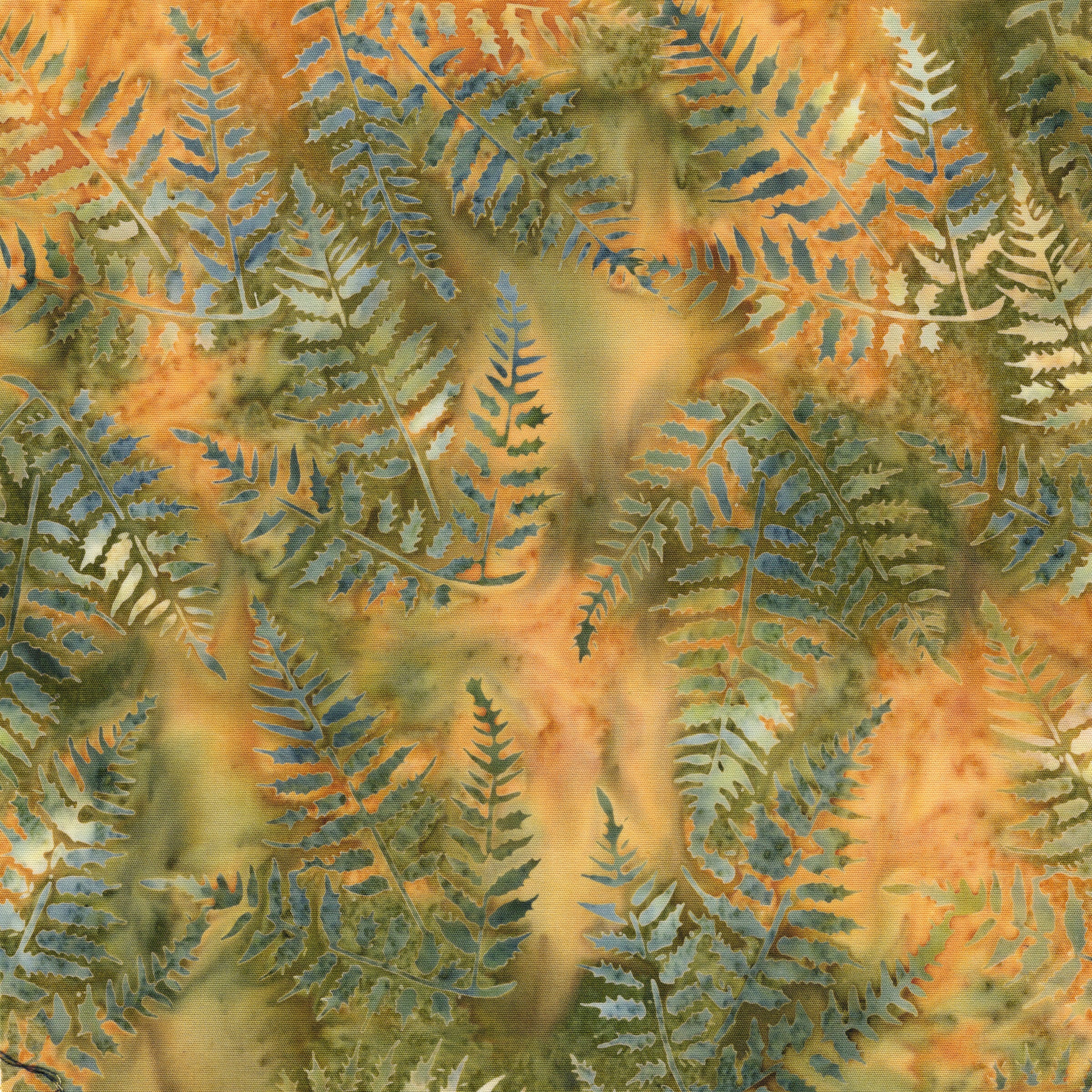 Fabric Lumin Multi Yellow Green Brown Ferns Fur and Forest Island Batiks by the Quarter Yard 112616818
