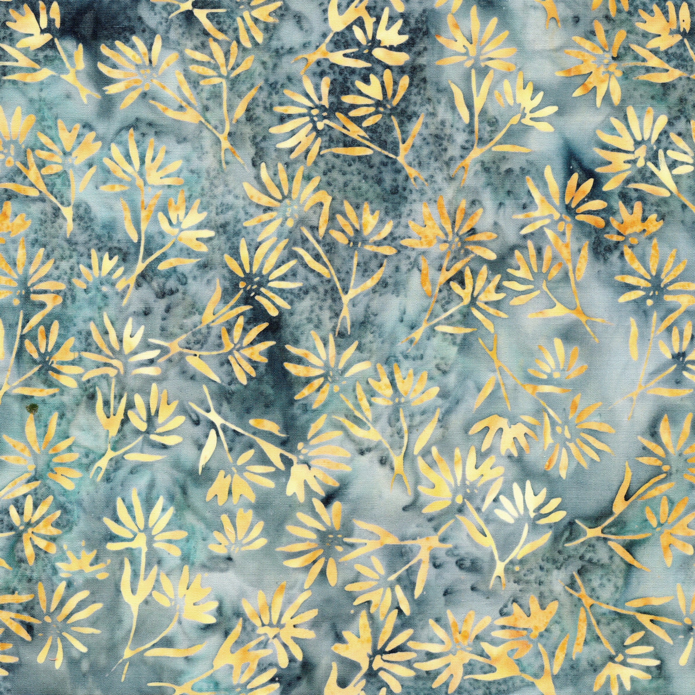 Fabric Lumin Blue Denim Flowers Twigs and Tails Island Batiks by the Quarter Yard 112617565