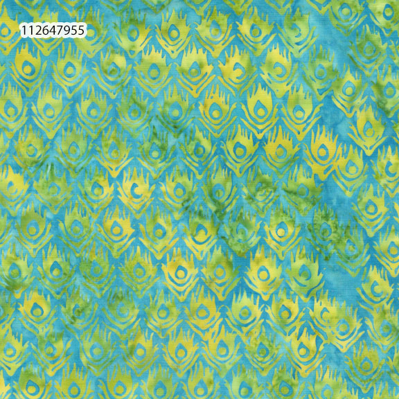 Fabric Lumin Teal/Aruba Tail Feather Feather & Flair Island Batiks by the Quarter Yard 112647955