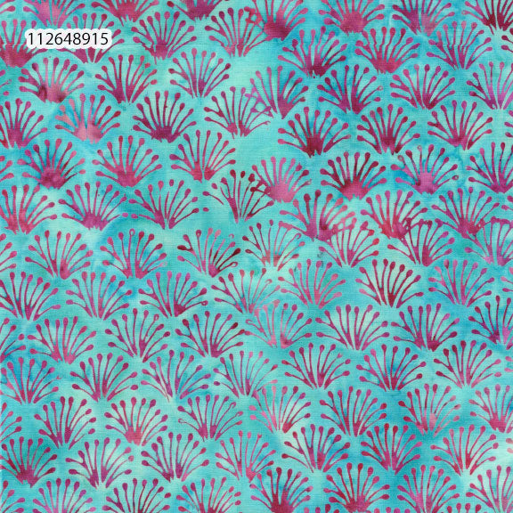 Fabric Lumin Teal/Sea Glass Fans Feather Fantasy Island Batiks by the Quarter Yard 112648915