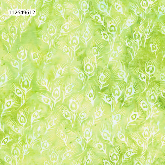 Fabric Lumin Green/Lemon Lime Small Feathers Feather & Flair Island Batiks by the Quarter Yard 112649612
