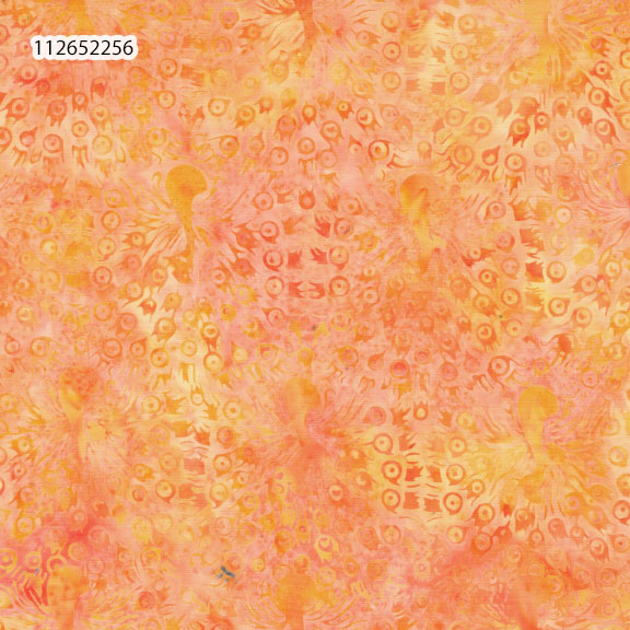 Fabric Lumin Orange/Marmalade Peacock Fanning Feather & Flair Island Batiks by the Quarter Yard 112652256