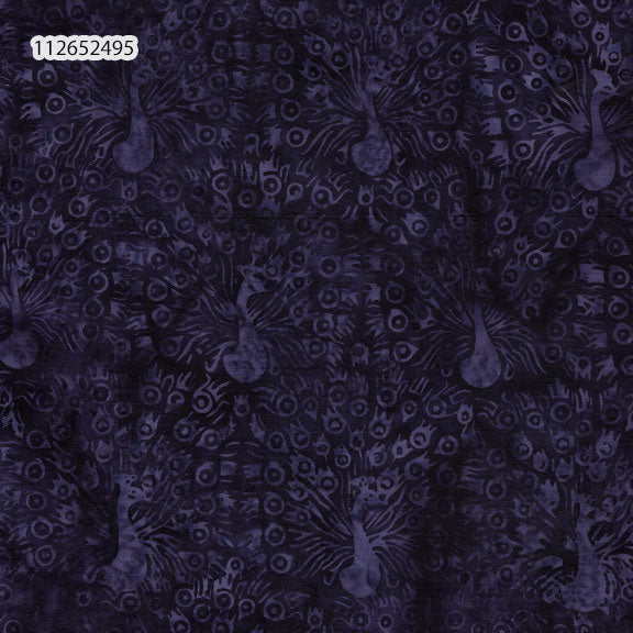 Fabric Lumin Purple/Merlot Peacock Fanning Feather & Flair Island Batiks by the Quarter Yard 112652495