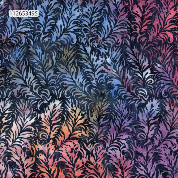 Fabric Lumin Purple/Merlot Feathers Feather & Flair Island Batiks by the Quarter Yard 112653495
