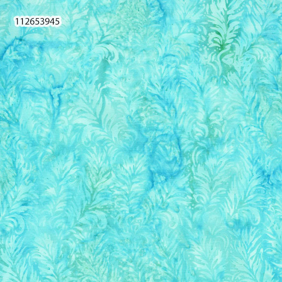 Fabric Lumin Teal/Cool Water Feathers Feather Fantasy Island Batiks by the Quarter Yard 112653945