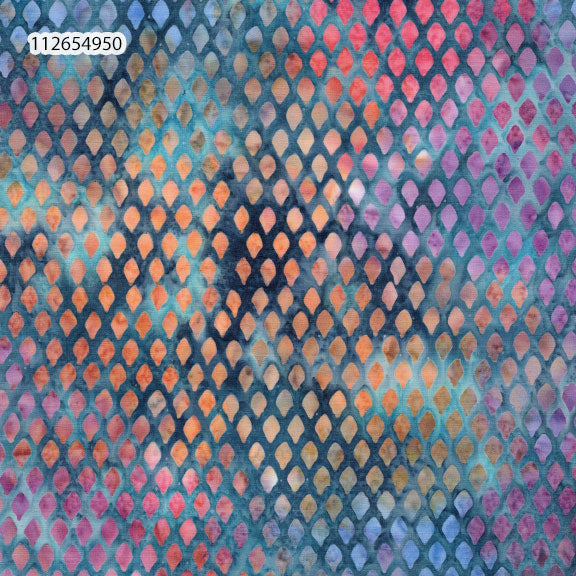 Fabric Lumin Teal/Cerulean Grid Feather & Flair Island Batiks by the Quarter Yard 112654950