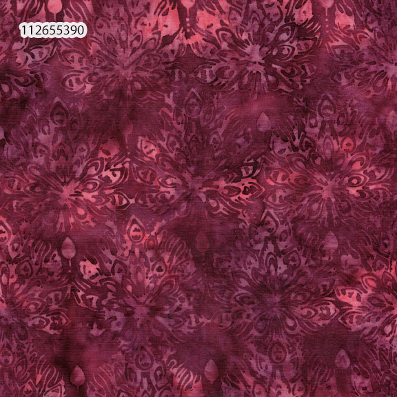 Fabric Lumin Red/Burgundy Peacock Medallion Feather Fantasy Island Batiks by the Quarter Yard 112655390