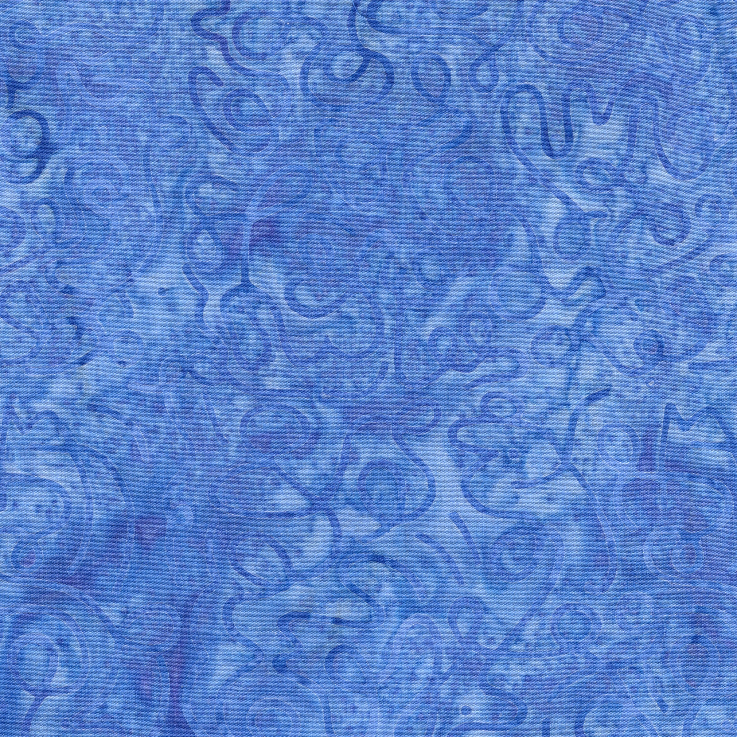 Fabric Lumin Blue/Azure Squiggles Pixelwave Island Batiks by the Quarter Yard 112665540