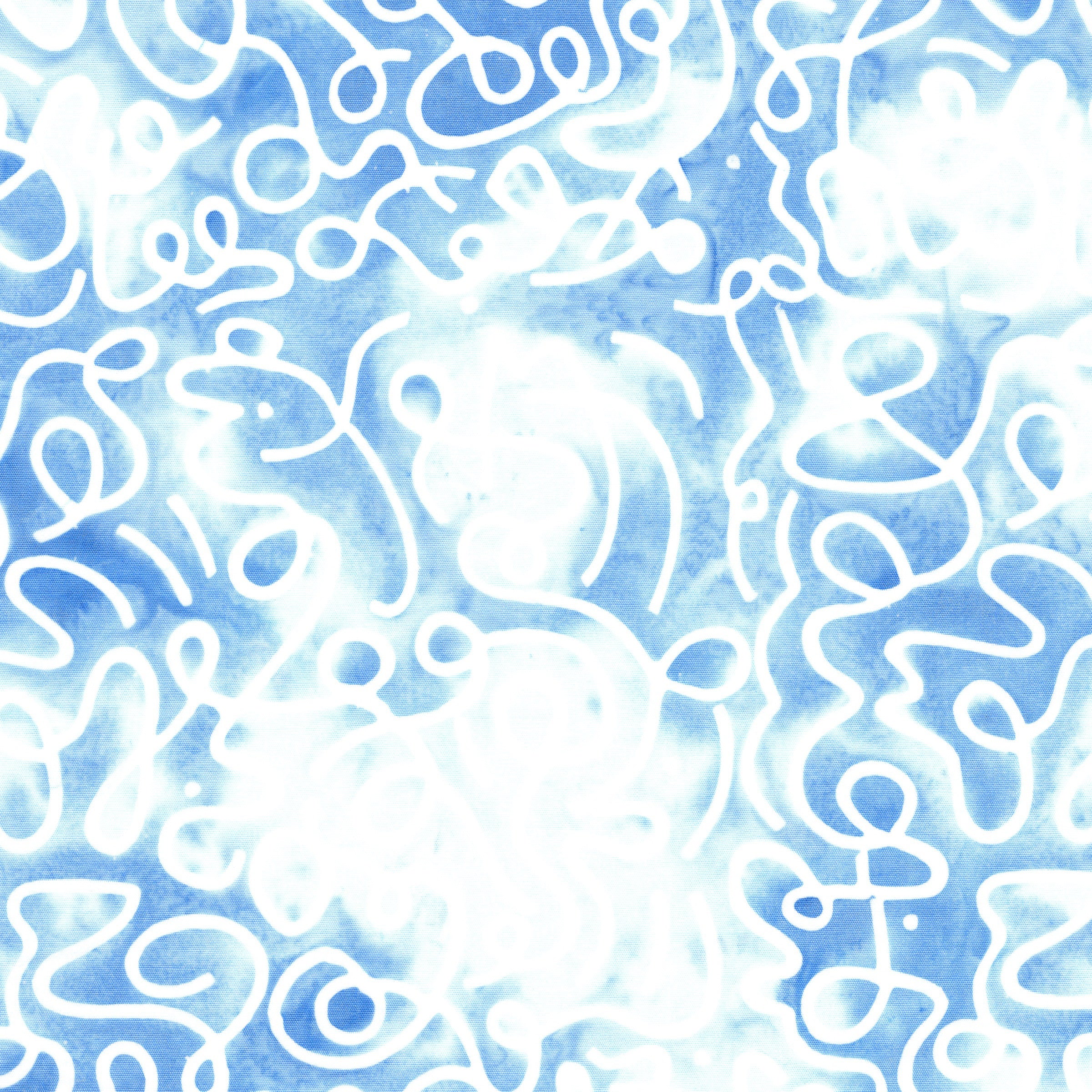 Fabric Lumin Multi/White/Blue Sky Squiggles Pixelwave Island Batiks by the Quarter Yard 112665849