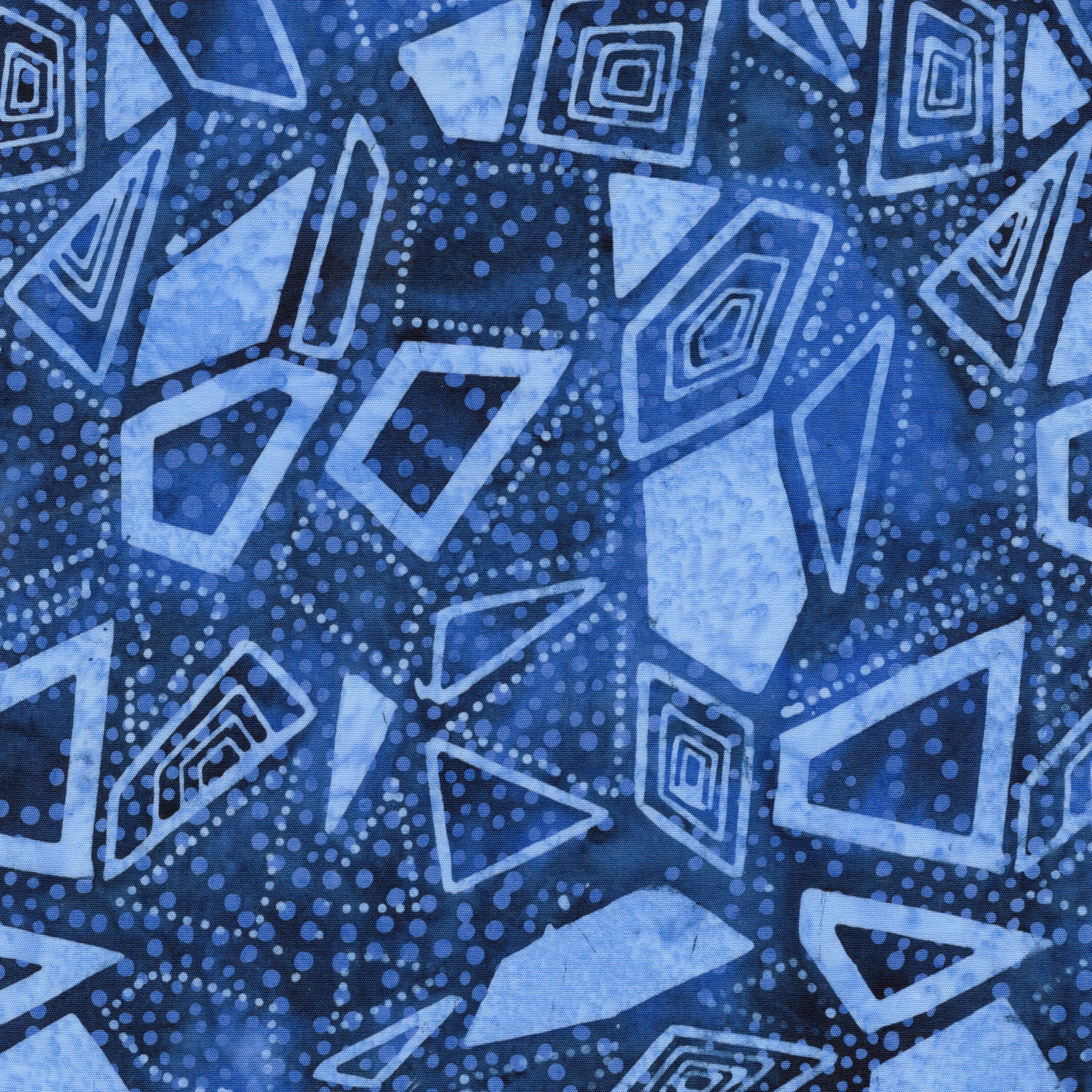 Fabric Lumin Blue/Marine Pointed Shapes Pixelwave Island Batiks by the Quarter Yard 112668575