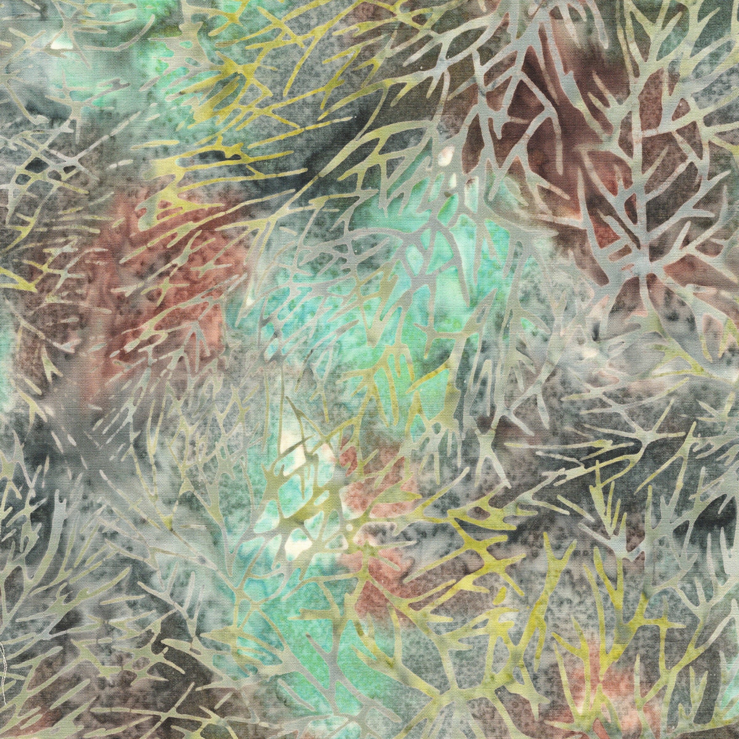 Fabric Lumin Multi Green Purple Branches Twigs and Tails Island Batiks by the Quarter Yard 112685845