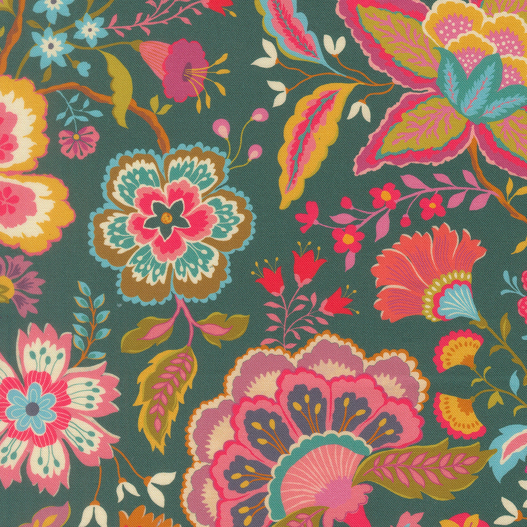 Fabric Moda Dark Teal Jasmine Sitara by the Quarter Yard 11980-14