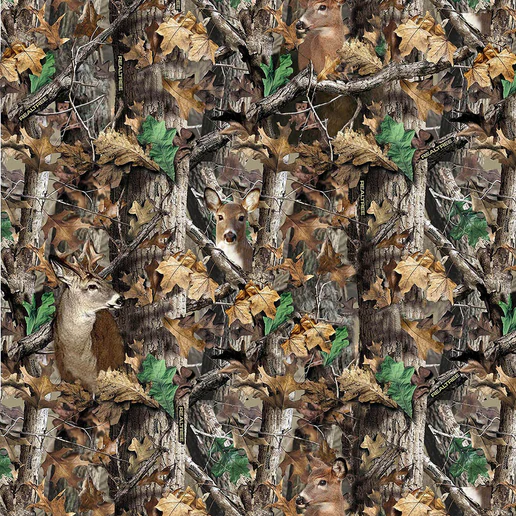 Fabric Sykel Enterprises Deer in Woods in Fleece Realtree by the Quarter Yard 1427