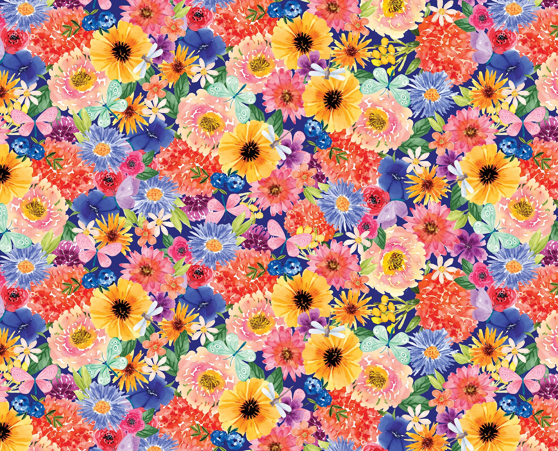 Fabric Benartex Multi Garden Party Plant Kindness by the Quarter Yard 15300-99