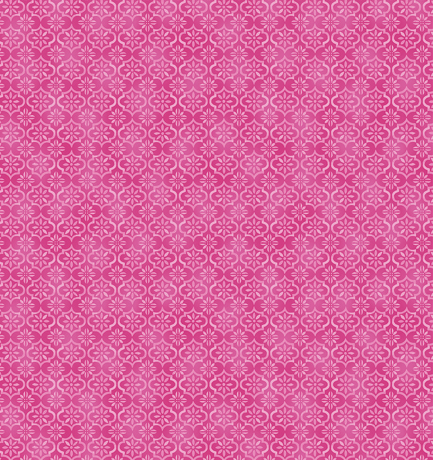 Fabric Benartex Rose Pink Garden Trellis Geo Plant Kindness by the Quarter Yard 15301-21