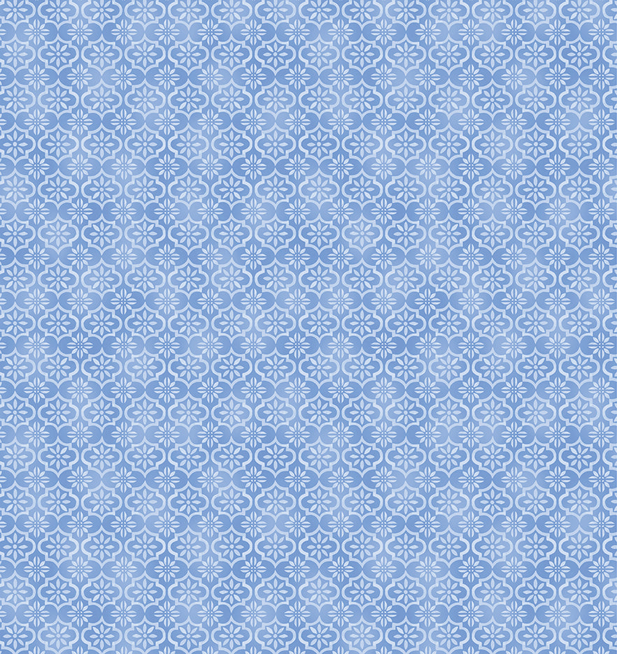 Fabric Benartex Blue Garden Trellis Geo Plant Kindness by the Quarter Yard 15301-55