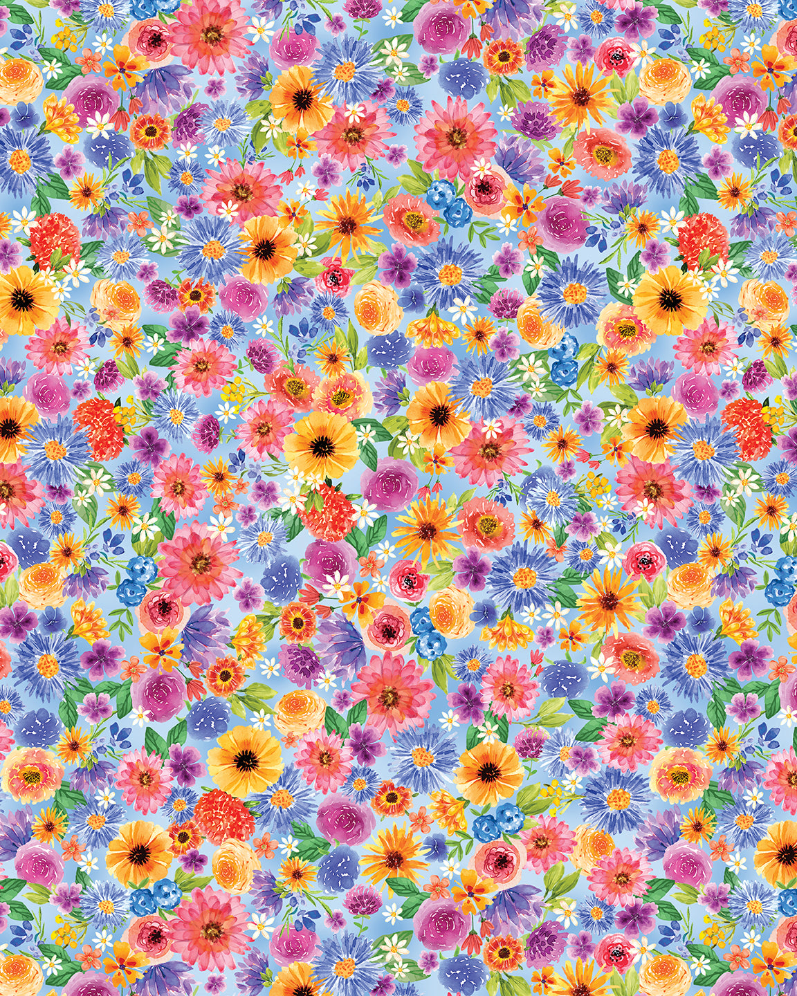 Fabric Benartex Multi In Full Bloom Plant Kindness by the Quarter Yard 15302-99