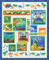 Fabric Benartex Multi Dino Fun Dino Friends Quilt Panel 15394-99