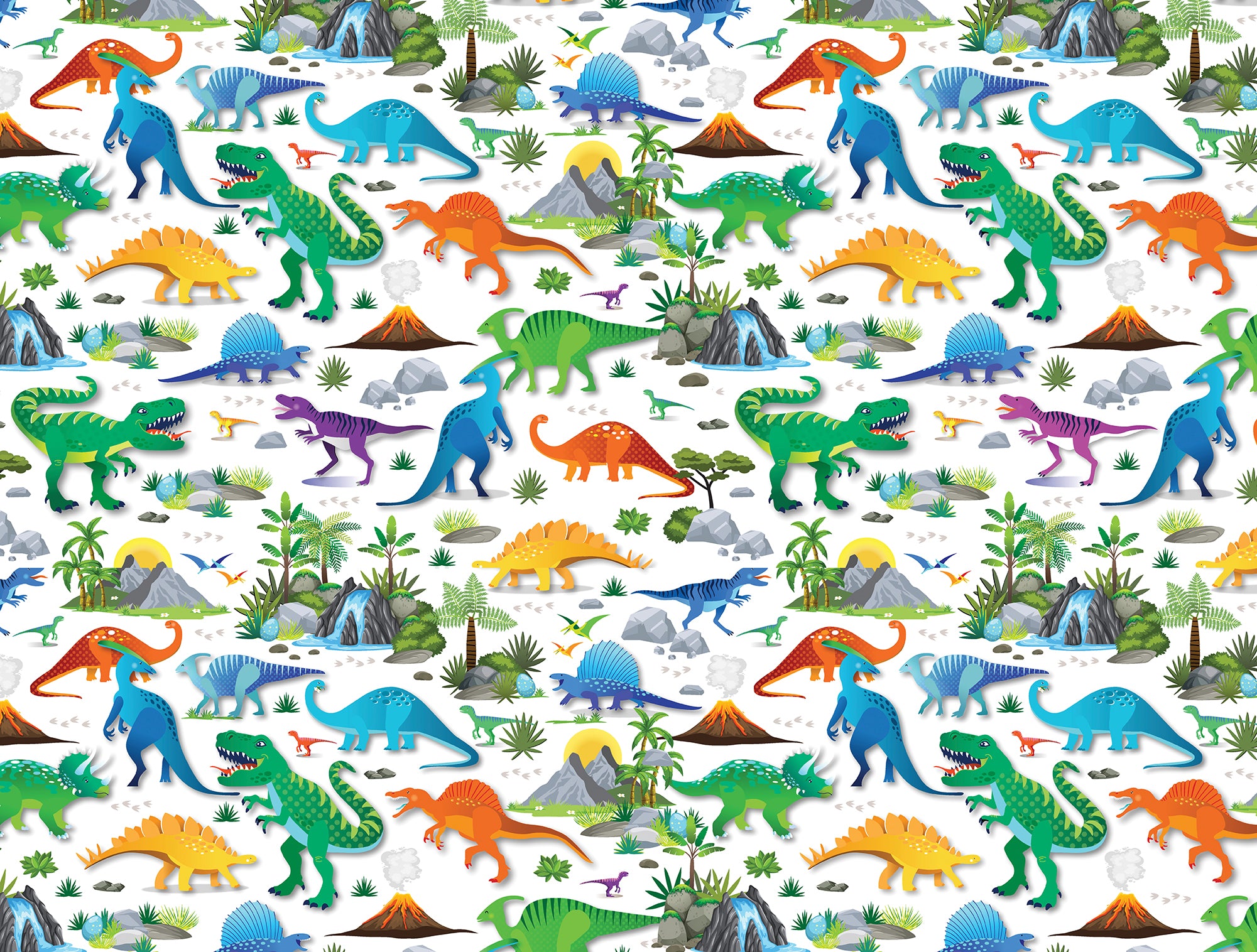 Fabric Benartex White Dino Land Dino Friends by the Quarter Yard 15397-09