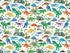 Fabric Benartex White Dino Land Dino Friends by the Quarter Yard 15397-09