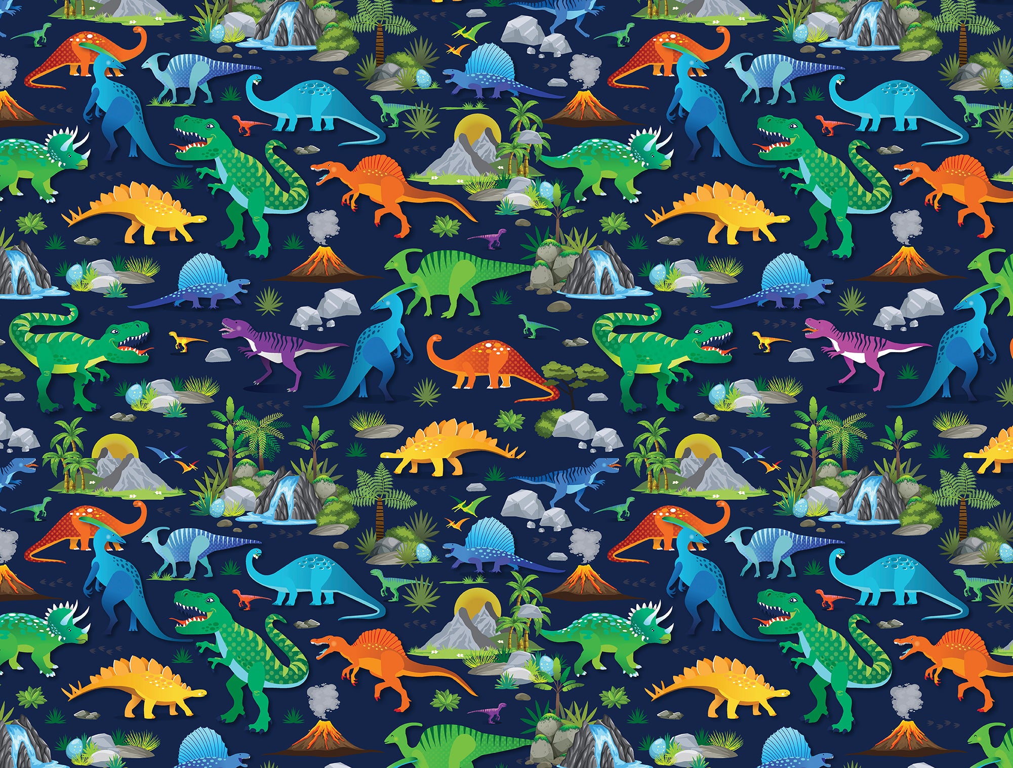 Fabric Benartex Navy Dino Land Dino Friends by the Quarter Yard 15397-56