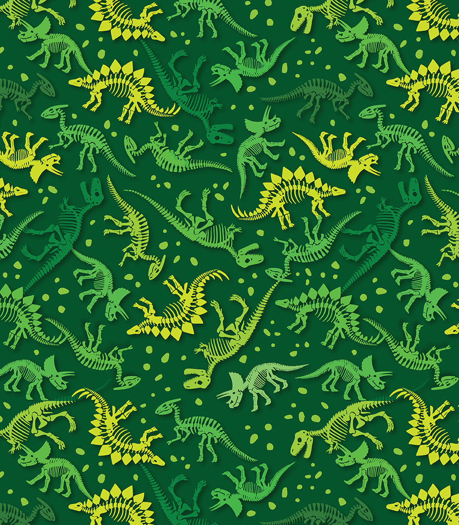 Fabric Benartex Green Dino Fossils Dino Friends by the Quarter Yard 15400-44