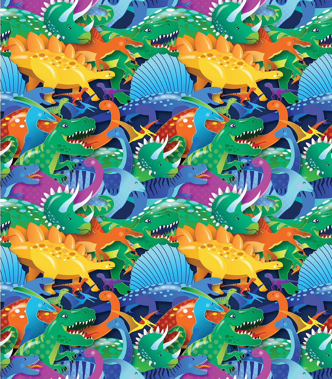 Fabric Benartex Multi Stacked Dinosaurs Dino Friends by the Quarter Yard 15403-99