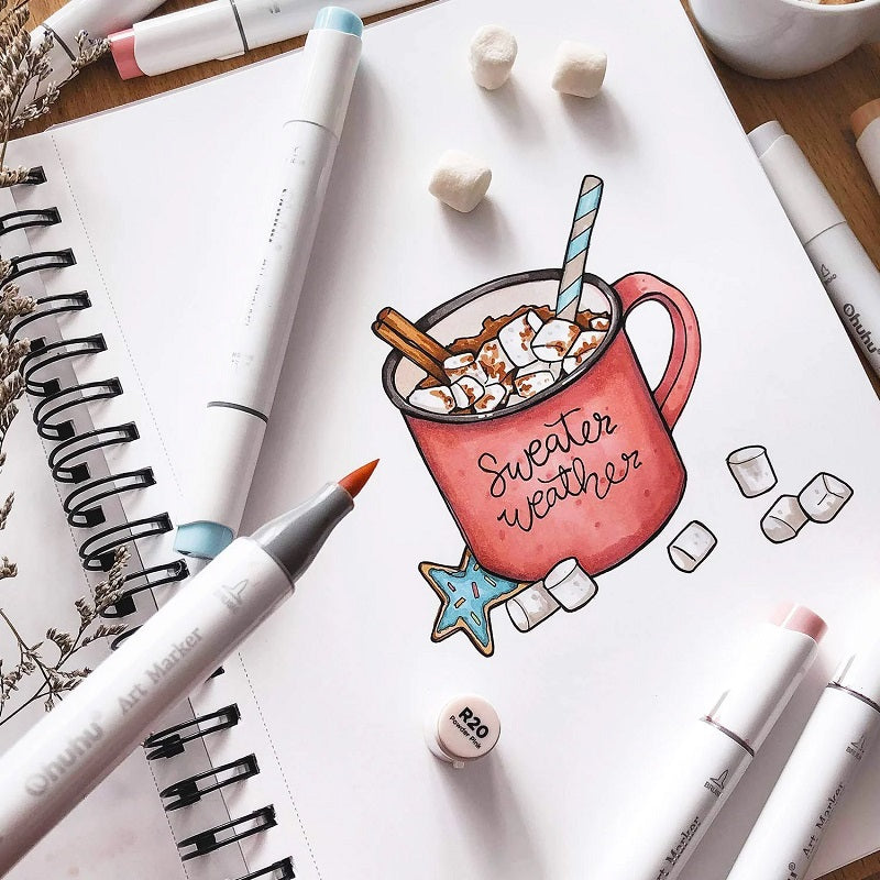 Ohuhu Honolulu 48ct Pastel Brush/Chisel Dual Tip Alcohol Markers Y30-80403-67