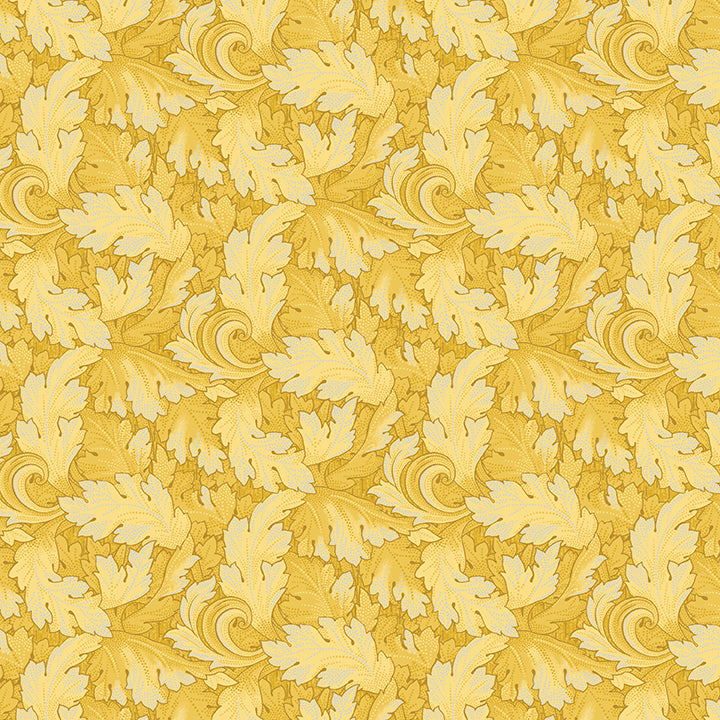 Fabric Benartex Yellow Twirling Leaves All About Seasons Spring by the Quarter Yard 16328P-30