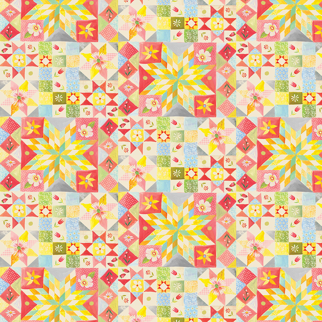 Fabric Benartex Multi Heirloom Quilt Love and Stitches by the Quarter Yard 16636-99