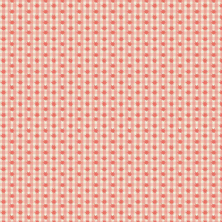 Fabric Benartex Peach Jam Meadow Star Gingham Love and Stitches by the Quarter Yard 16714-26