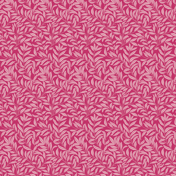 Fabric Benartex Dark Pink Breezy Leaves All About Seasons Spring by the Quarter Yard 16856P-22