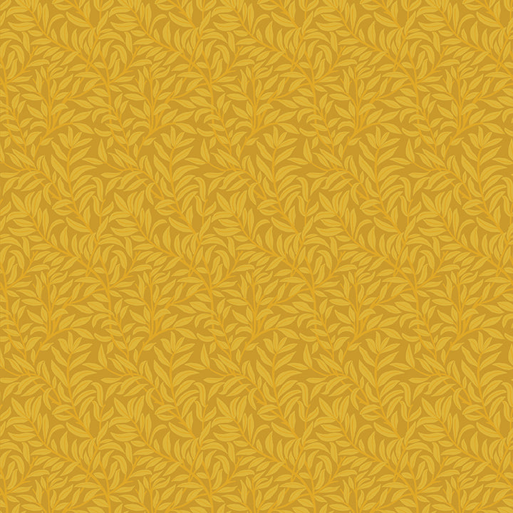 Fabric Benartex Dark Yellow Breezy Leaves All About Seasons Spring by the Quarter Yard 16856P-32