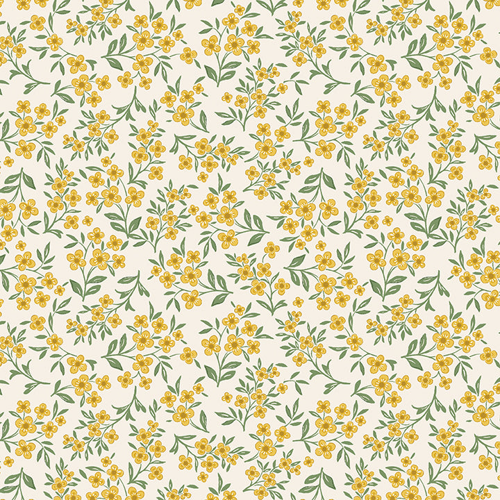 Fabric Benartex Yellow Tiny Blooms All About Seasons Spring by the Quarter Yard 16860P-30