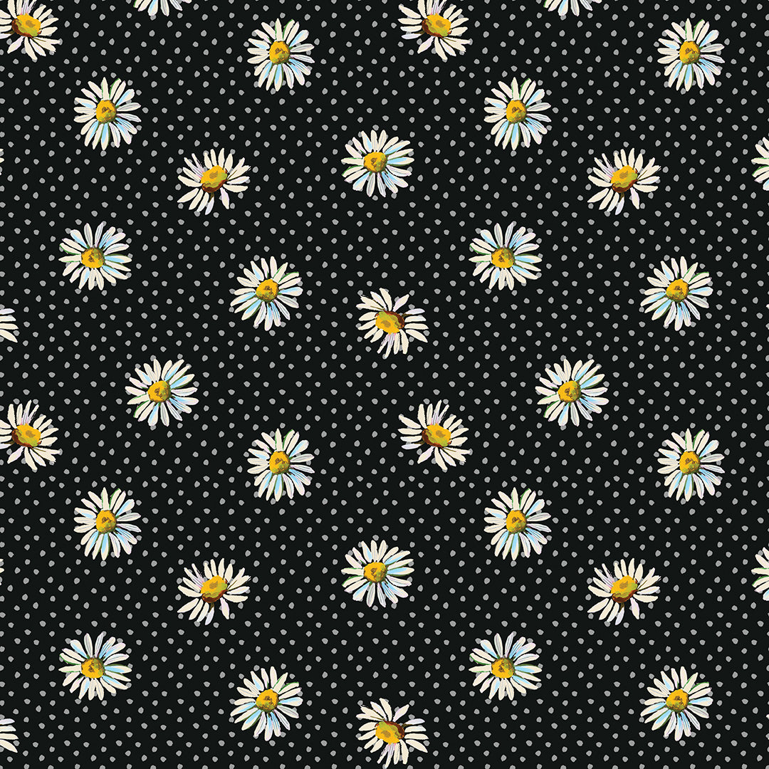 Fabric Benartex Licorice Daisy Dot Love and Stitches by the Quarter Yard 16897-12