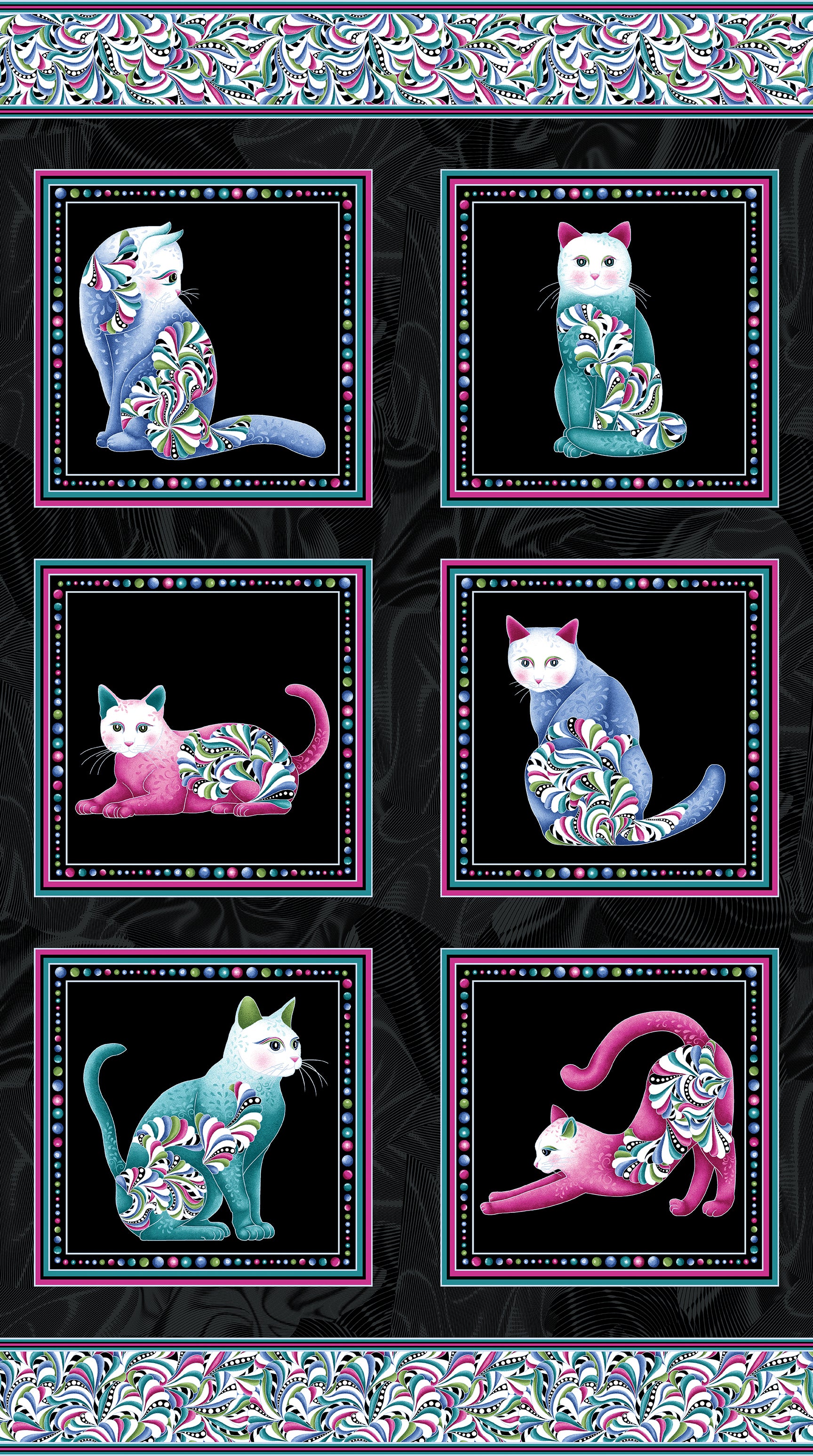 Fabric Benartex Cat's Meow 24" Quilt Panel 16944P-12