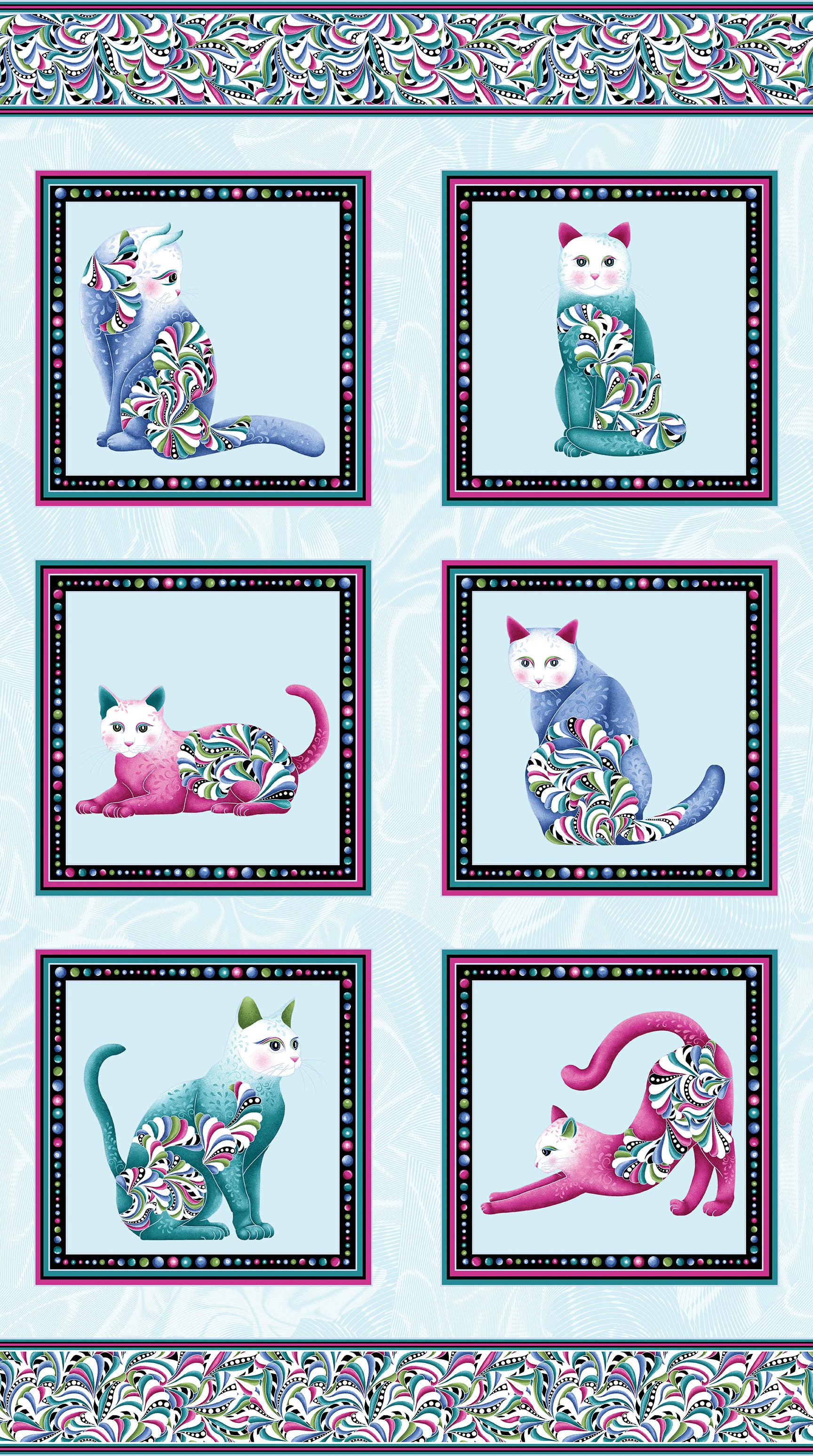 Fabric Benartex Cat's Meow 24" Quilt Panel 16944P-80