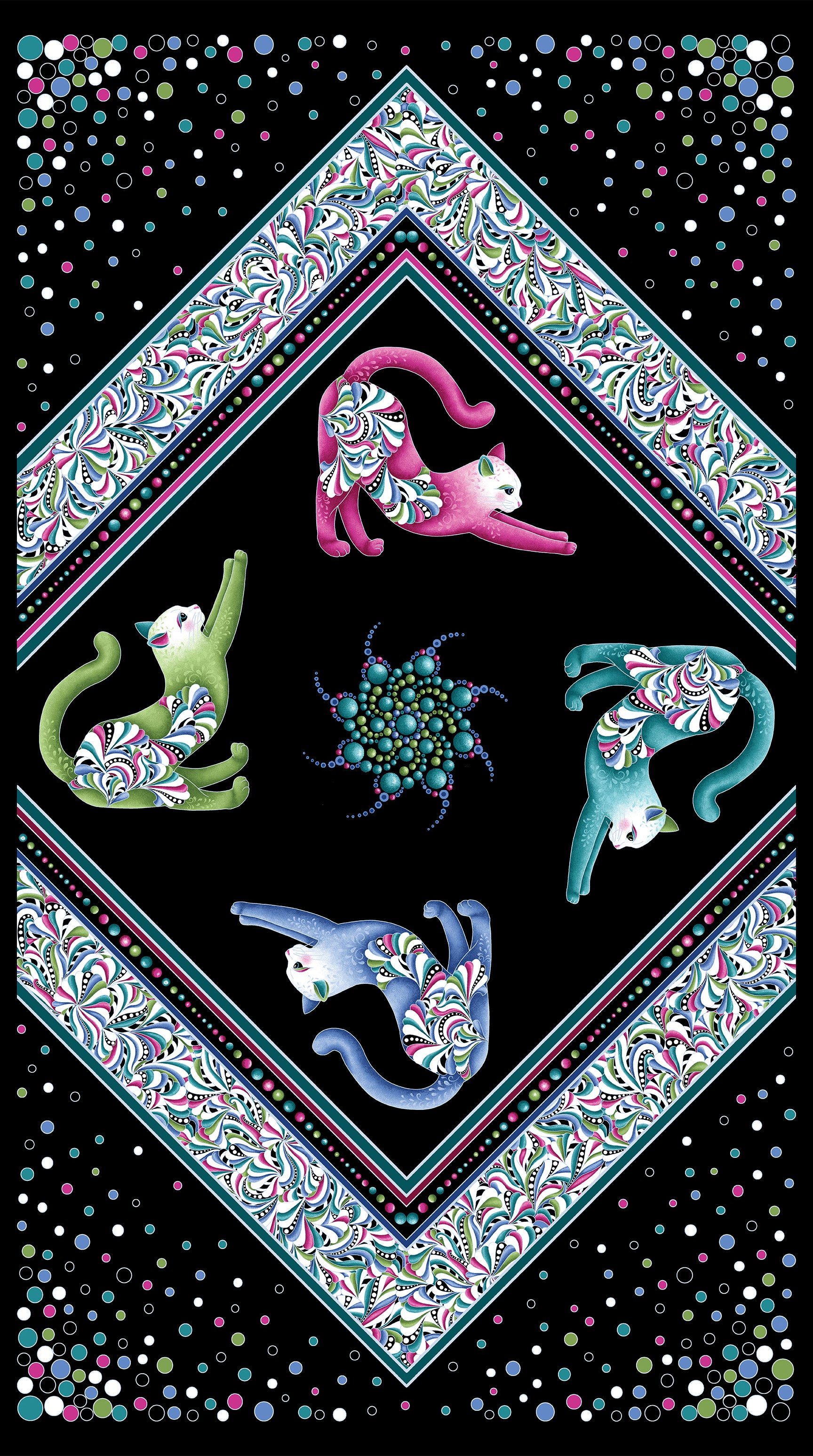 Fabric Benartex Cat's Meow 24" Quilt Panel 16945P-12