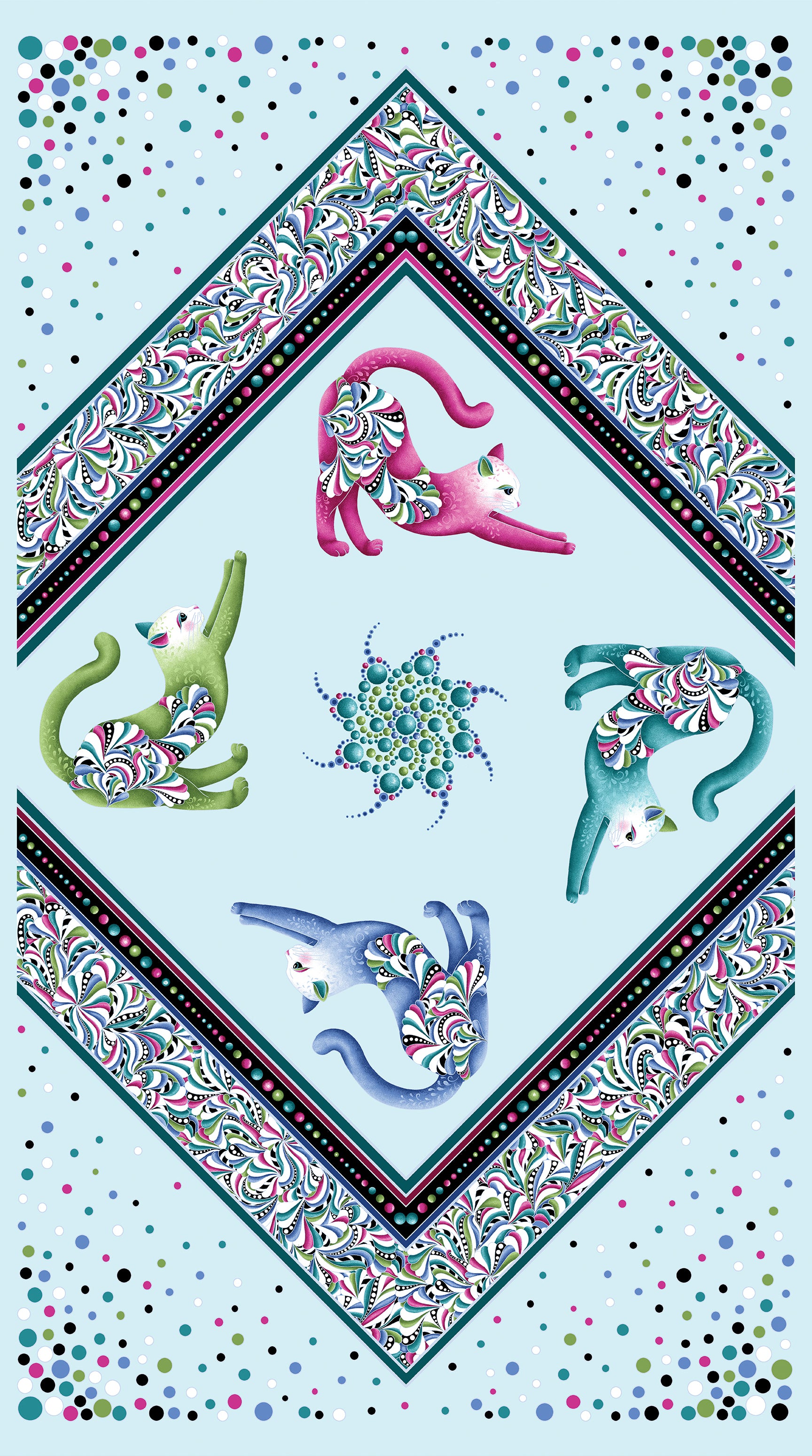 Fabric Benartex Cat's Meow 24" Quilt Panel 16945P-80