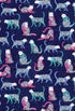 Fabric Benartex Navy/Multi Cat's Meow Allover Pearlescent Cat's Meow by the Quarter Yard 16947P-58