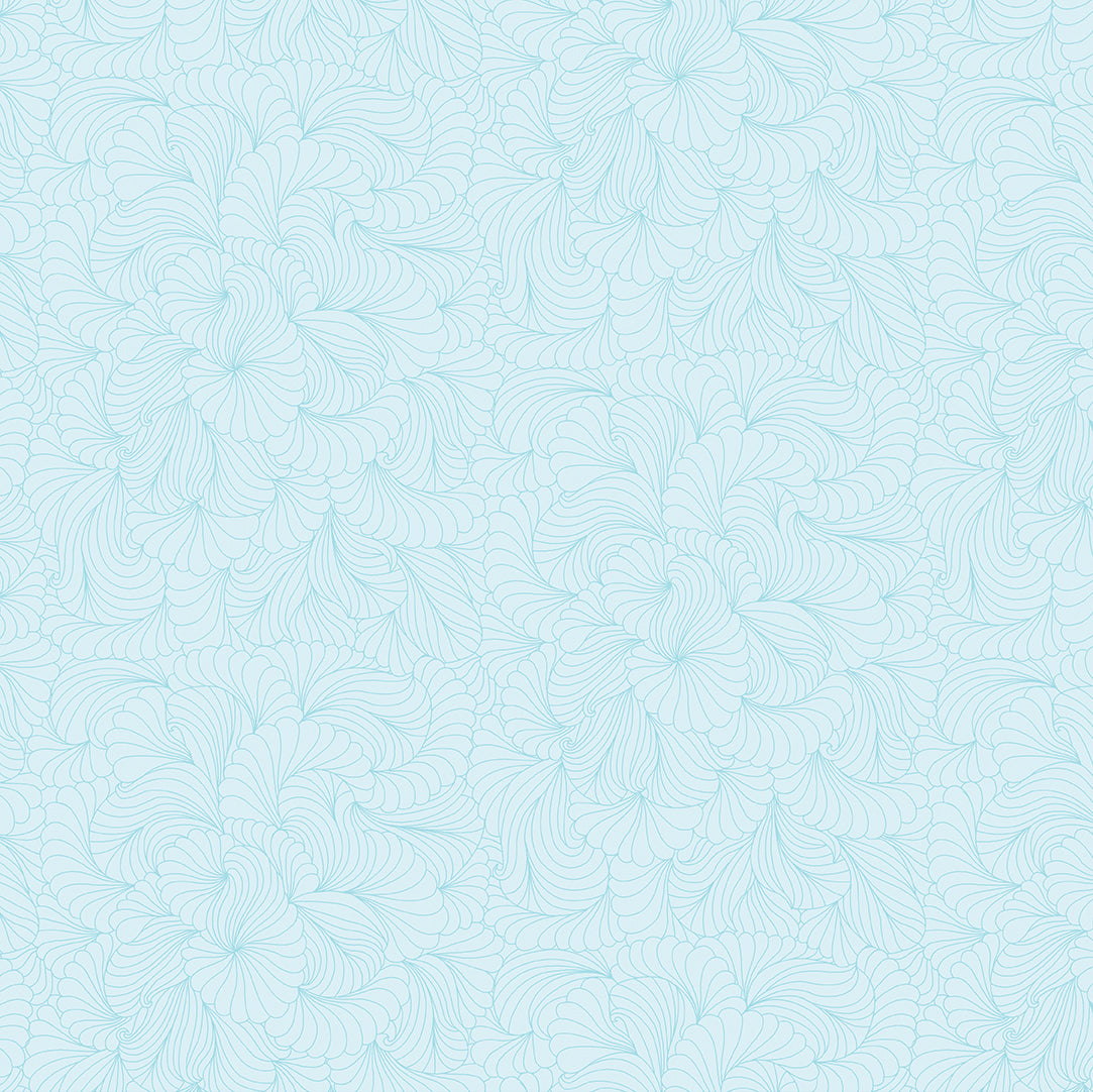 Fabric Benartex Light Teal Ruffles Cat's Meow by the Quarter Yard 16951-04