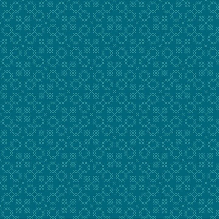 Fabric Benartex Teal Peony Garden Threads by the Quarter Yard 17306-84