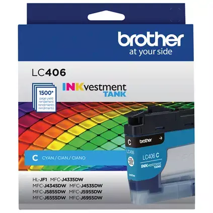 Brother PrintModa HLJF1 Standard Yield Ink LC406CS Cyan for Sale at World Weidner