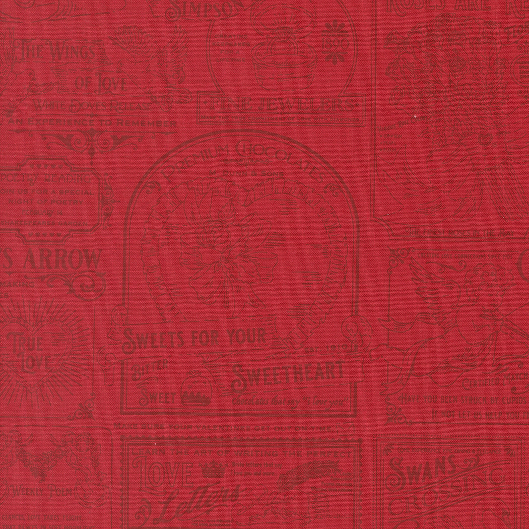 Fabric Moda Rose Vintage Valentine Advertising Je Taime by the Quarter Yard 20991-17
