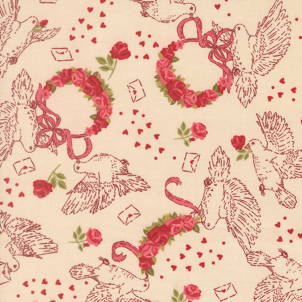 Fabric Moda Lace Doves True Love Je Taime by the Quarter Yard 20992-11