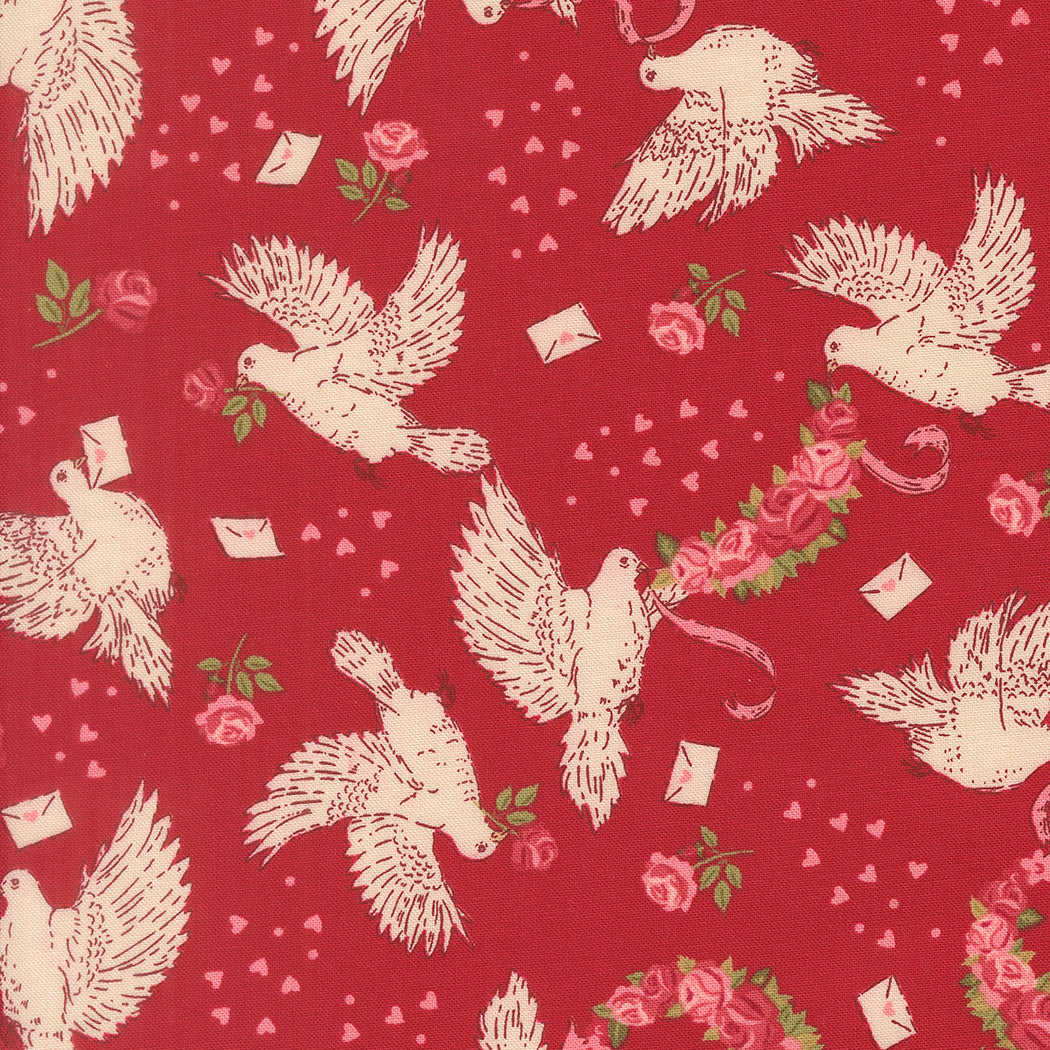 Fabric Moda Rose Doves True Love Je Taime by the Quarter Yard 20992-17